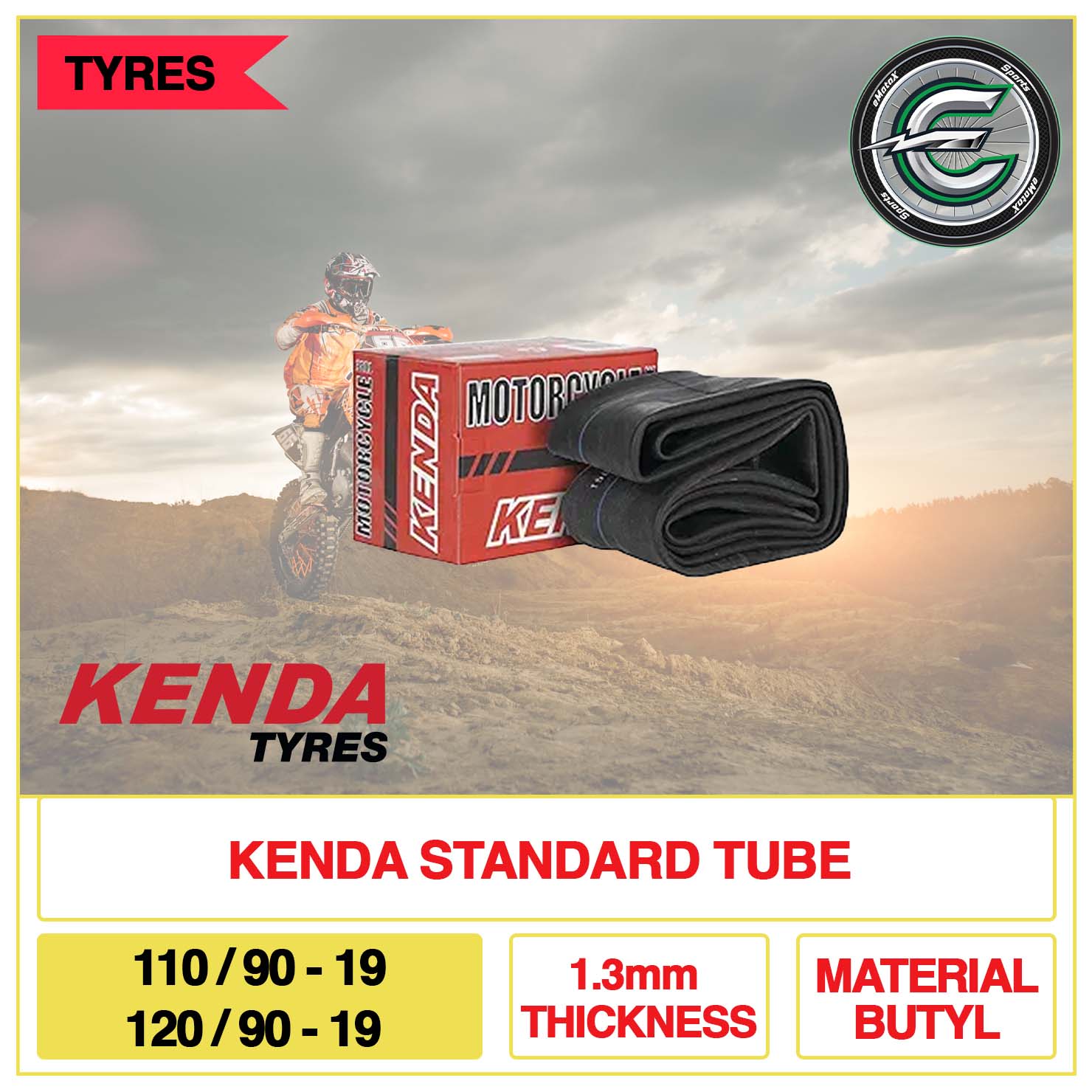Kenda Standard Tube 10/90-19 120/90-19 1.3mm Thickness Material Butyl | eMotoX Sports
