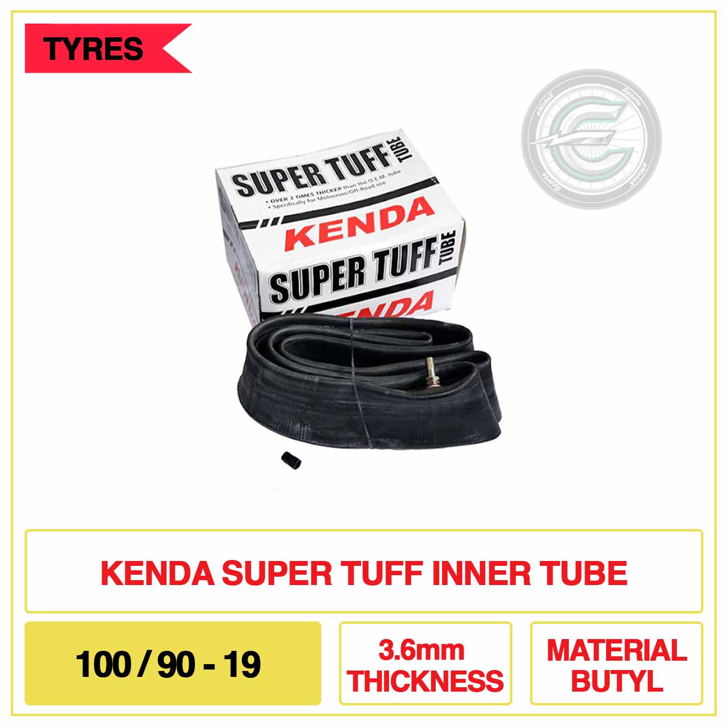Kenda Super Tuff Inner Tube 100/90-19 3.6mm Thickness Material Butyl | eMotoX Sports