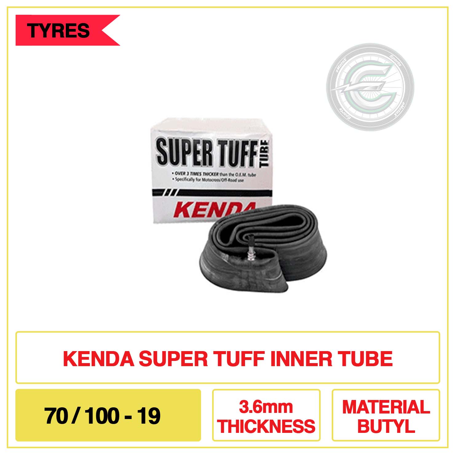 Kenda Super Tuff Inner Tube 70/100-19 3.6mm Thickness Material Butyl | eMotoX Sports
