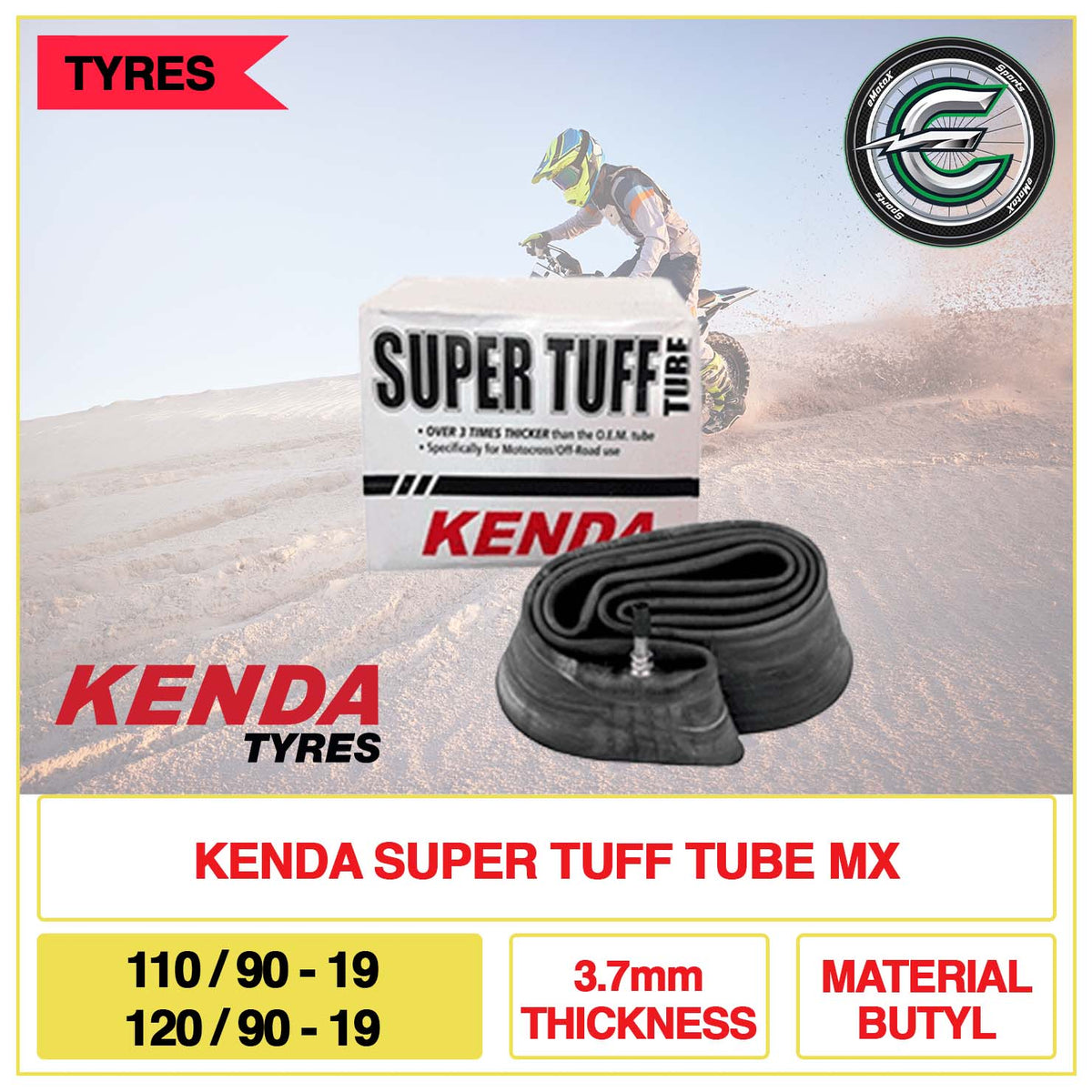 Kenda Super Tuff Tube MX 110/90-19 & 120/90-19 3.7mm Thickness Material | eMotoX Sport