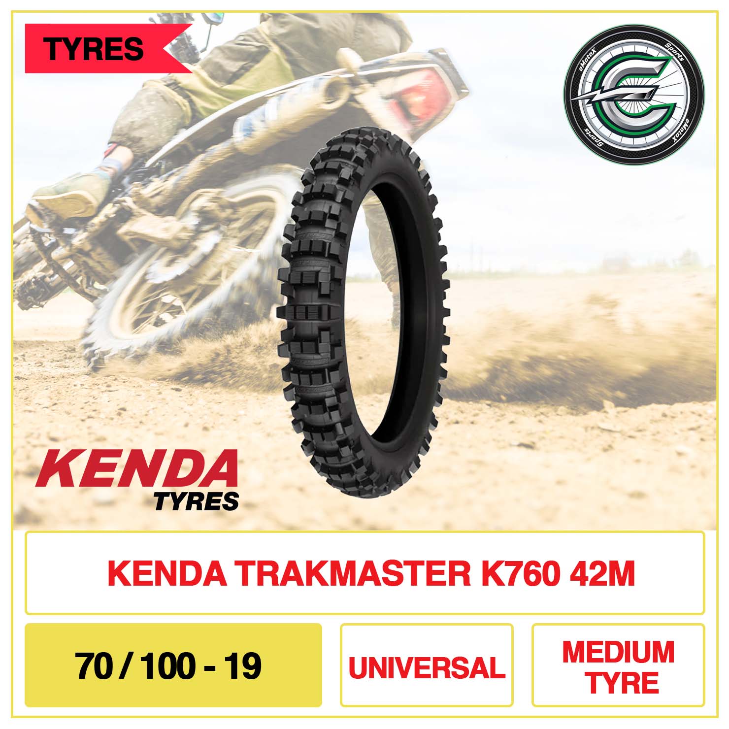Kenda Trackmaster K760 42M 70/100-19 Universal Medium Tyre | eMotoX Sports