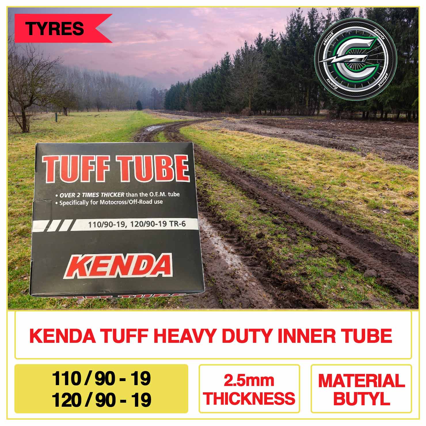 Kenda Super Tuff Tube MX 110/90-19-& 120/90-19-2.5mm Thickness Butyl