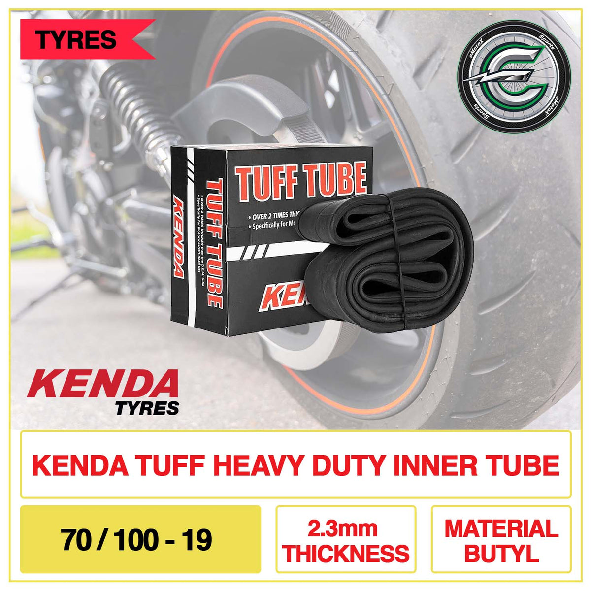 Kenda Tuff Heavy Duty Inner Tube 70/100-19 2.3mm Thickness Material Butyl | eMotoX Sports