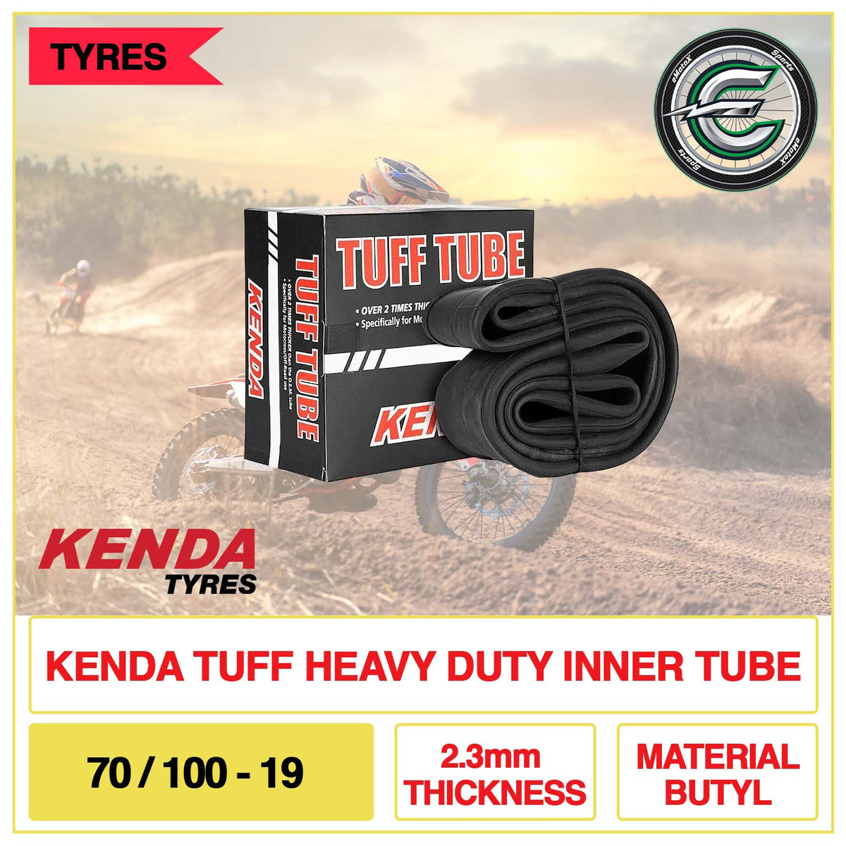 Kenda Tuff Heavy Duty Inner Tube 70/100-19 2.3mm Thickness Material Butyl | eMotoX Sports