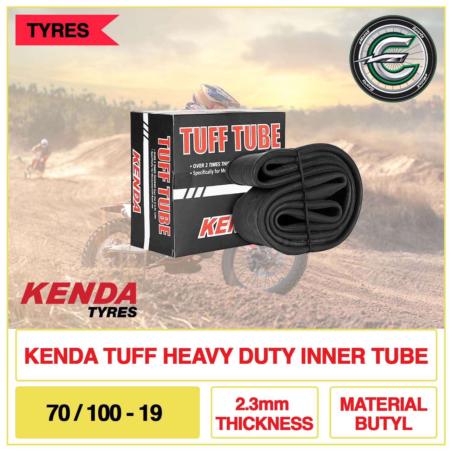 Kenda Tuff Heavy Duty Inner Tube 70/100-19 2.3mm Thickness Material Butyl | eMotoX Sports