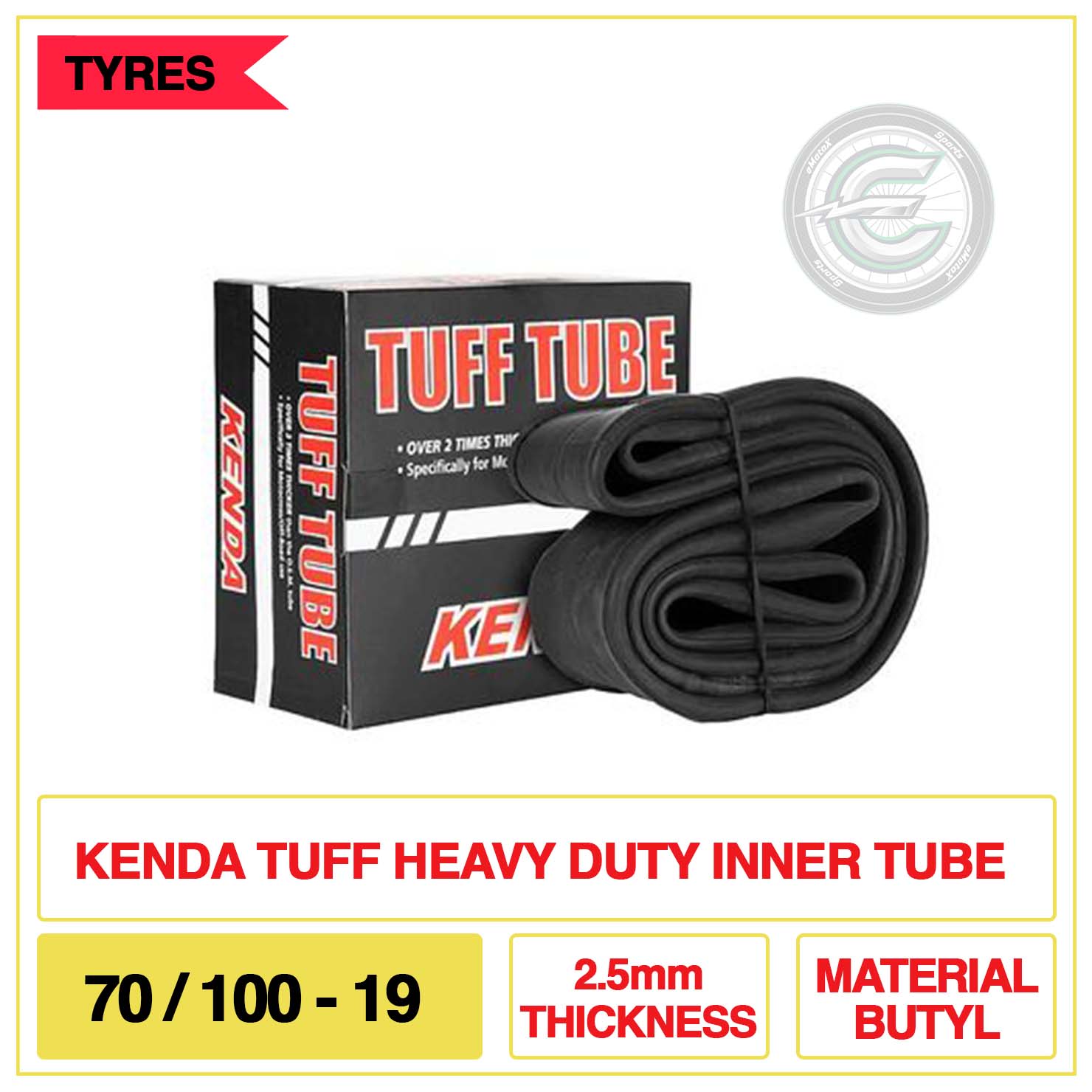 Kenda Tuff Heavy Duty Inner Tube 70/100-19 2.3mm Thickness Material Butyl | eMotoX Sports