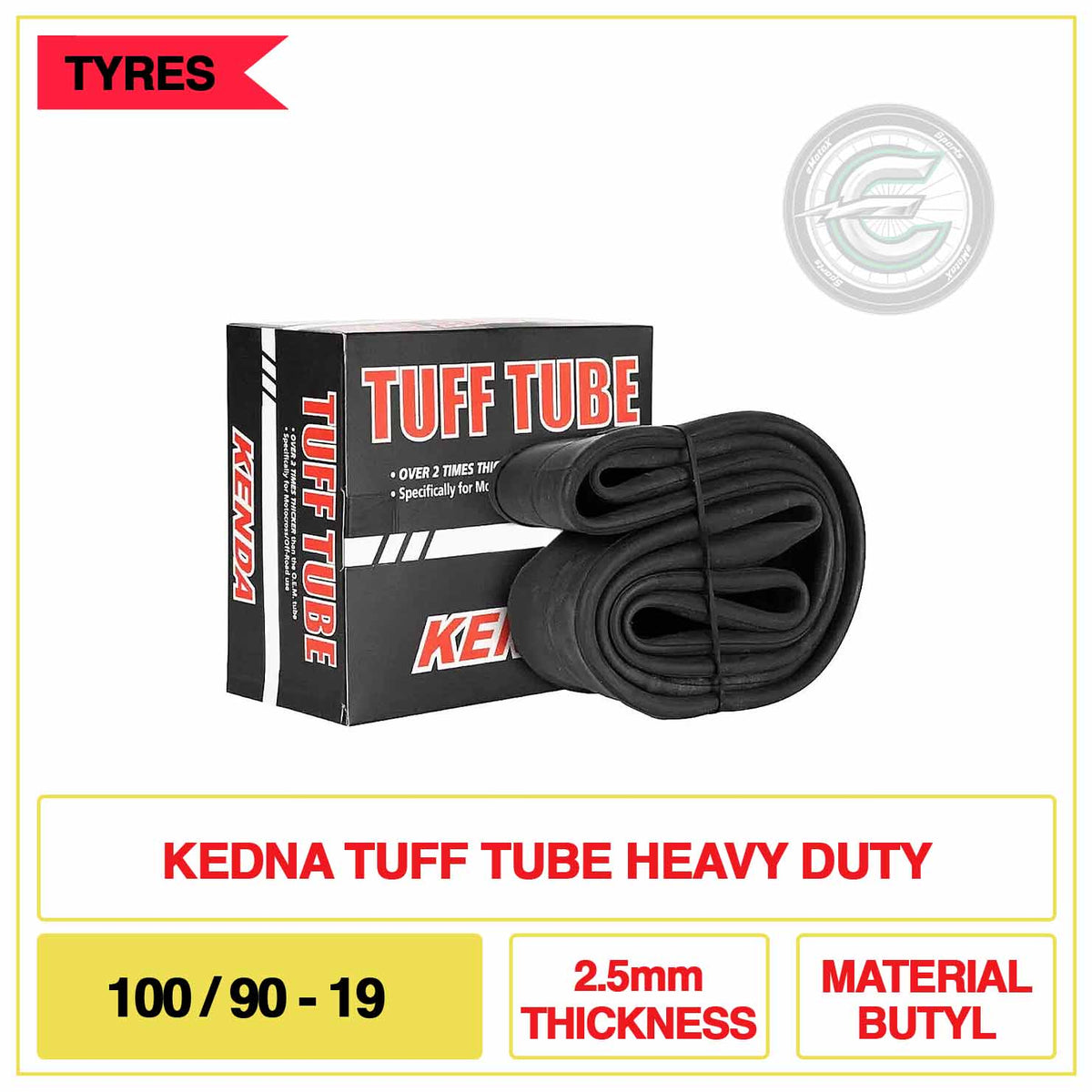 Kenda Tuff Heavy Duty Inner Tube 100/90-19 2.5mm Thickness Material | eMotoX Sports