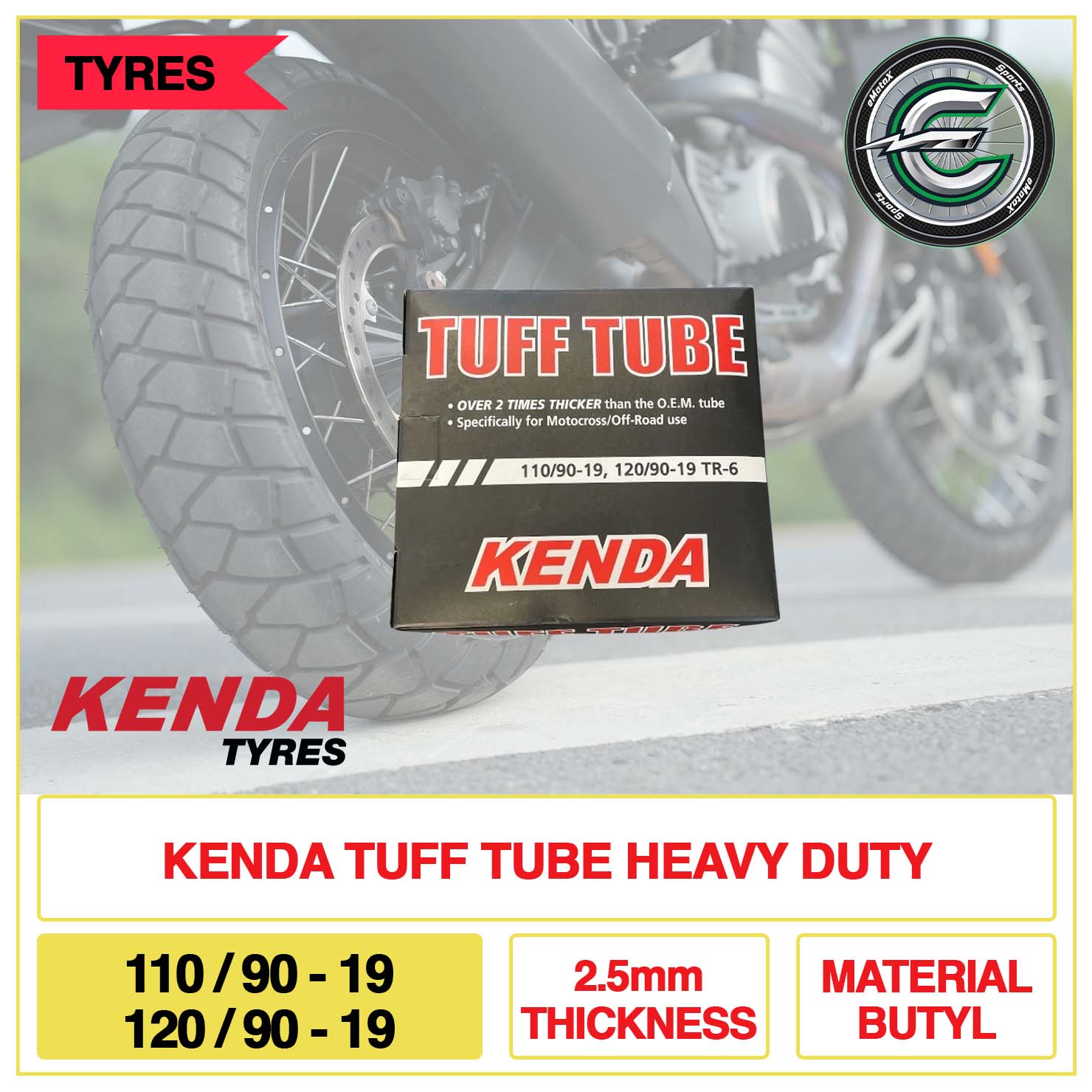 Kenda Tuff Tube Heavy Duty 110/90-19 & 120/90-19 2.5mm Thickness Material Butyl | eMotoX Sports