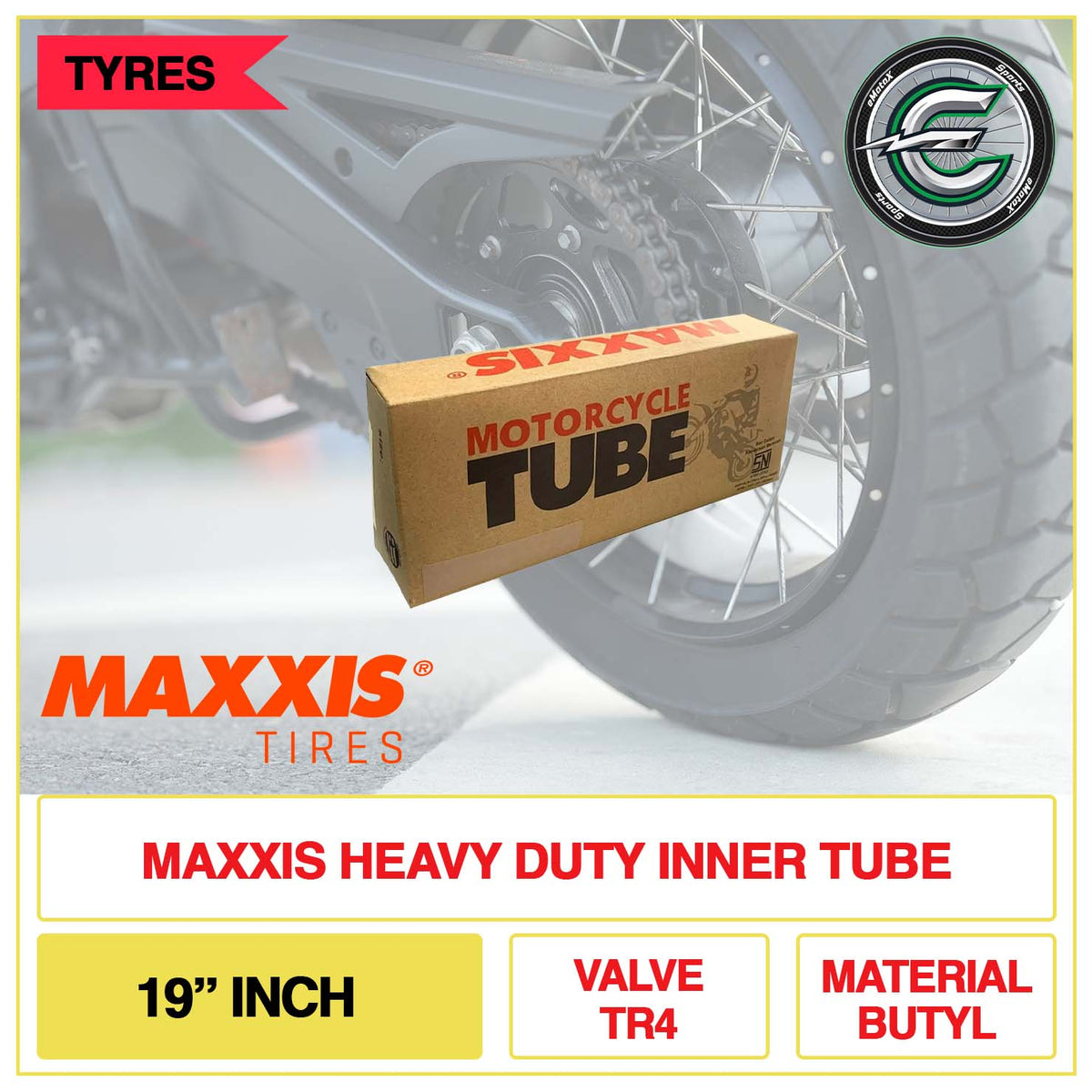 Maxxis Heavy Duty Inner Tube 19" Inch Valve TR4 Material Butyl | eMotoX Sports