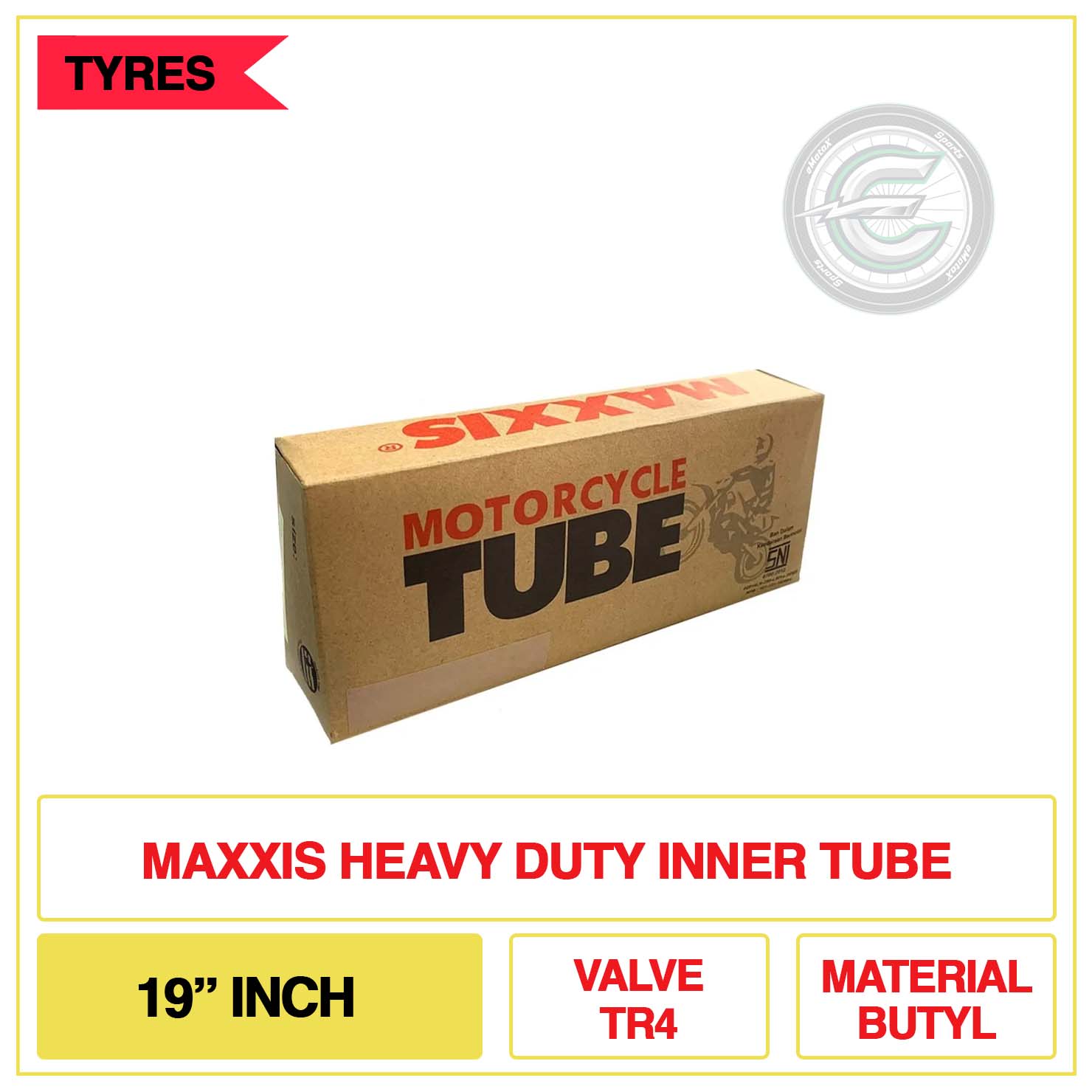 Maxxis Heavy Duty Inner Tube 19" Inch Valve TR4 Material Butyl | eMotoX Sports