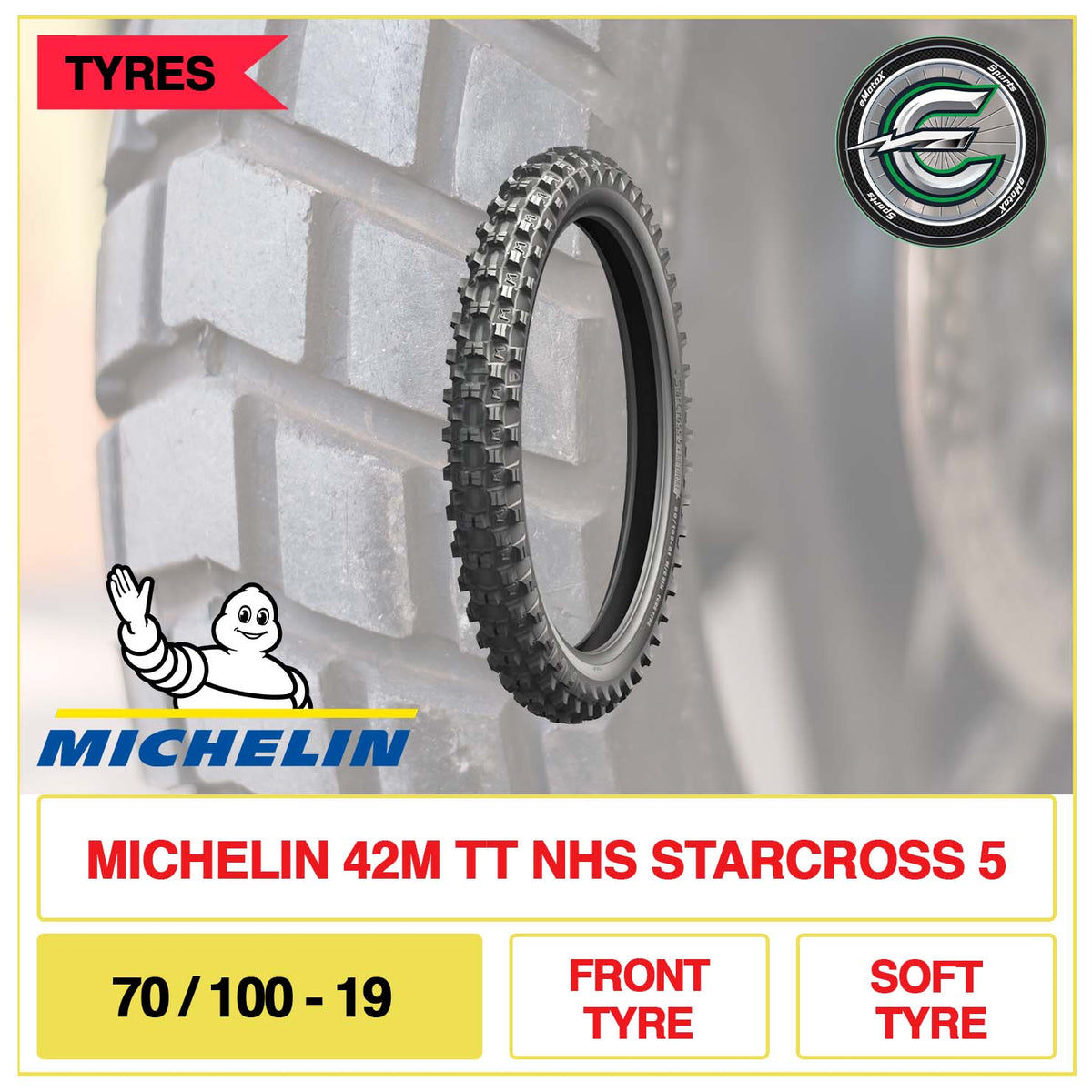 Michelin 42M TT NHS Starcross 5 70/100-19 Front Tyre Soft Tyre | eMotoX Sports