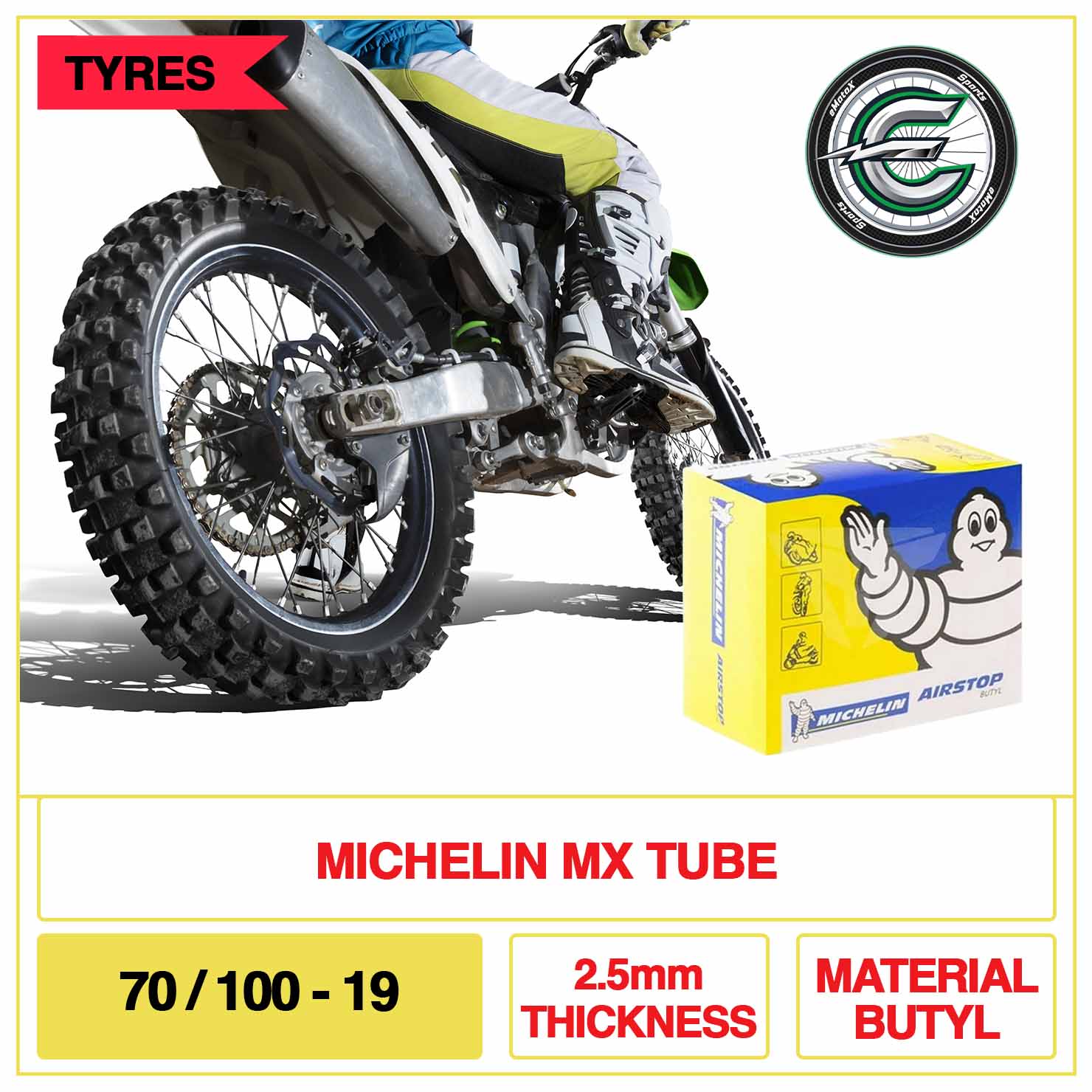 Michelin 70/100-19 Reinforced Heavy Duty 19 Inch 2.5mm | eMotoX Sports