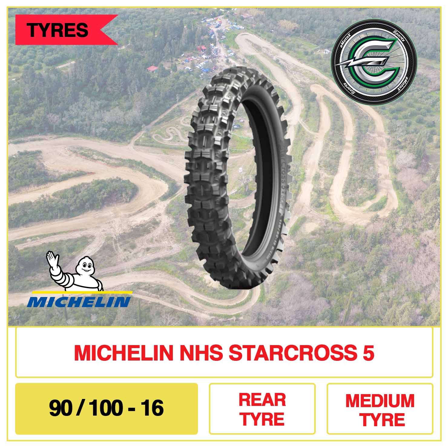 Michelin NHS Starcross 5 90/100-16 Rear Tyre Medium Tyre | eMotoX Sports