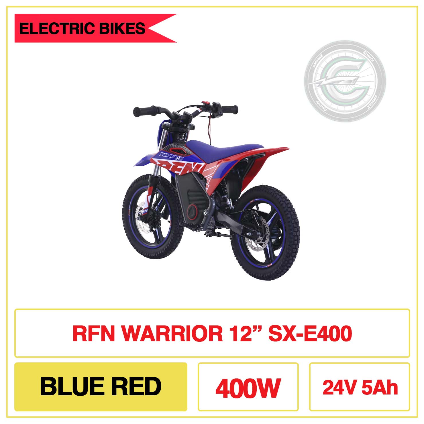 RFN Warrior 12" SX-E400 Blue Red 400W 42V 5Ah | eMotoX Sports