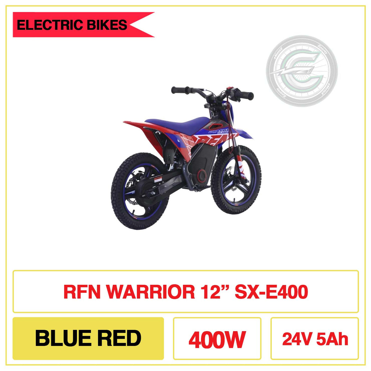 RFN Warrior 12" SX-E400 Blue Red 400W 42V 5Ah | eMotoX Sports