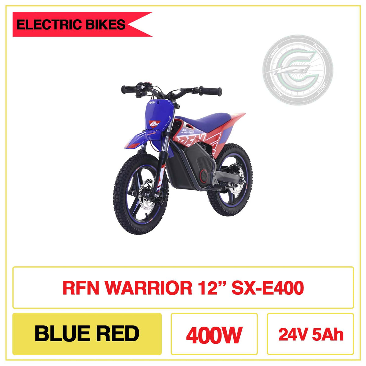 RFN Warrior 12" SX-E400 Blue Red 400W 42V 5Ah | eMotoX Sports