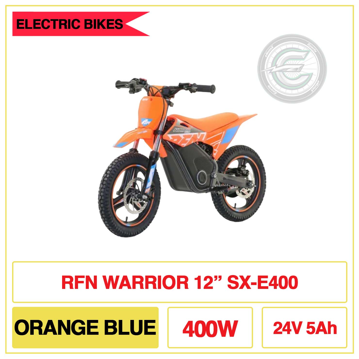 RFN Warrior 12"SX-E400 Orange Blue 400W 24V 5Ah | eMootX Sports