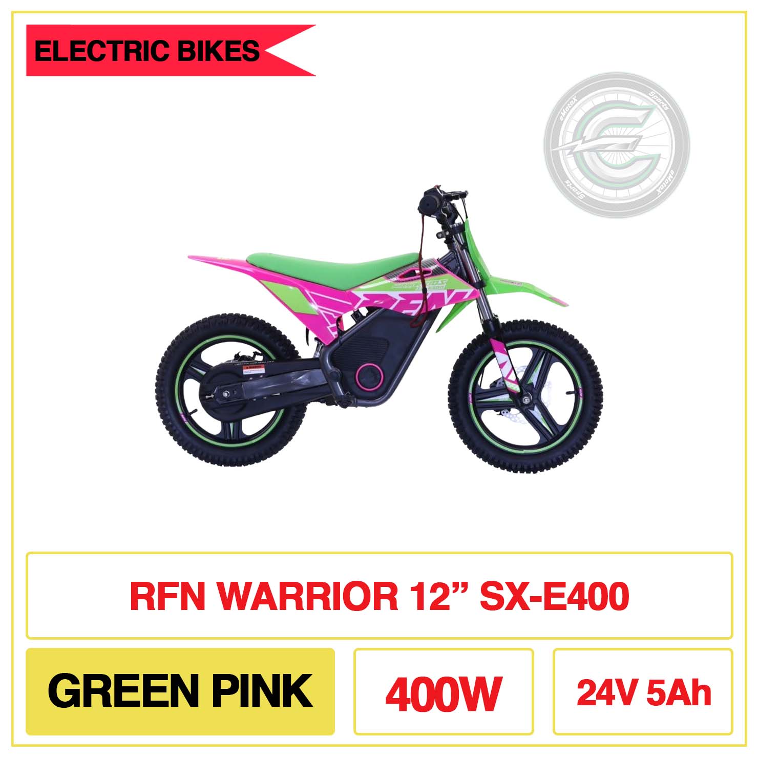 RFN Warrior 12" SX-E400 Green Pink 400W 24V 5Ah | eMotoX Sports