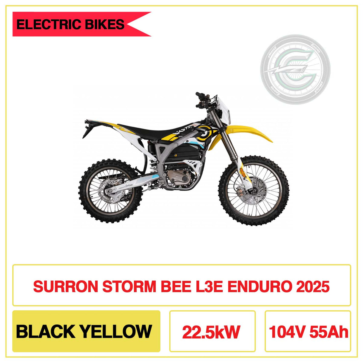 Surron Storm Bee L3E Enduro 2025 Electric Bike Black Yellow | eMotoX Sports