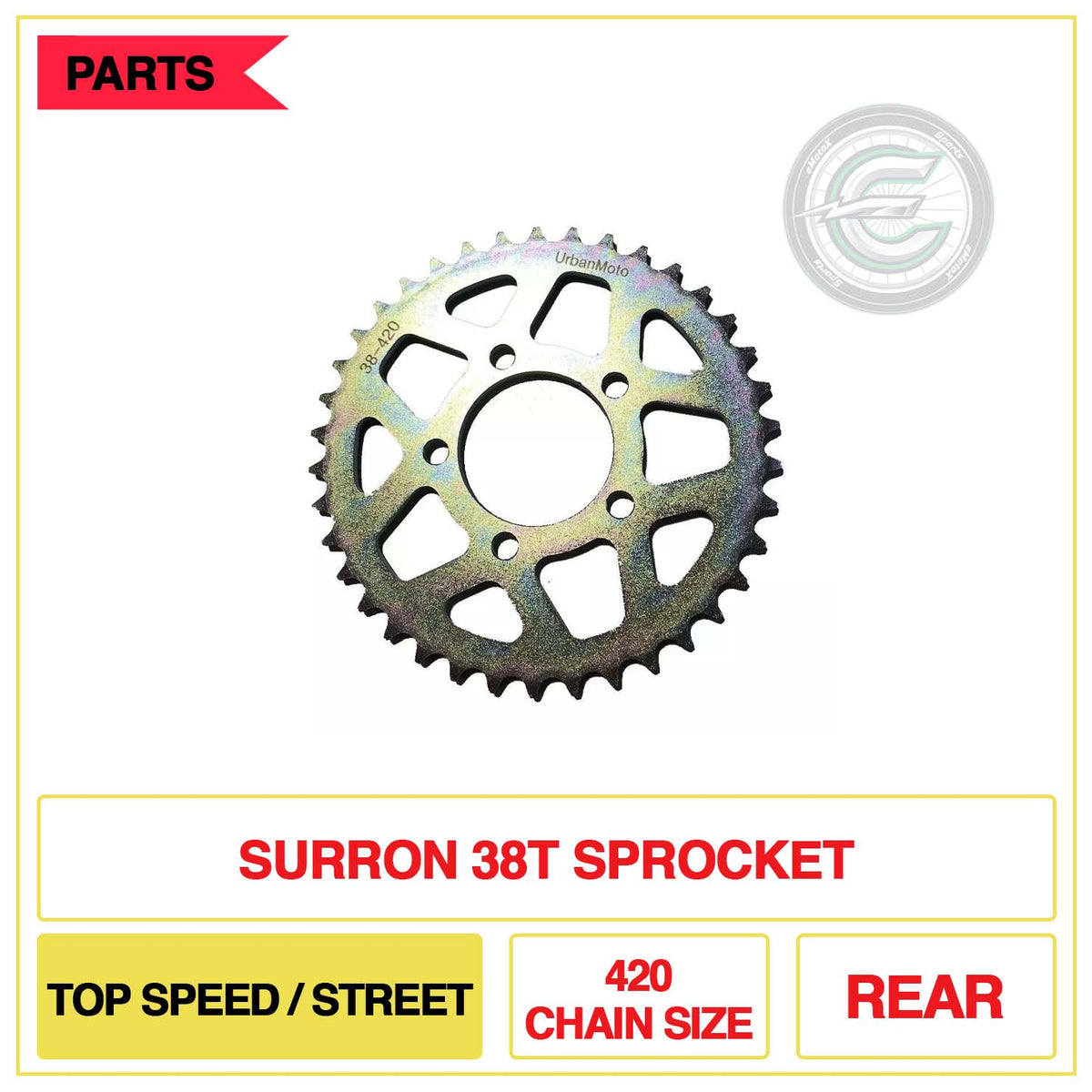 Surron Rear 3T Sprocket 420 Chain Size Top Speed/Street | eMotoX Sports