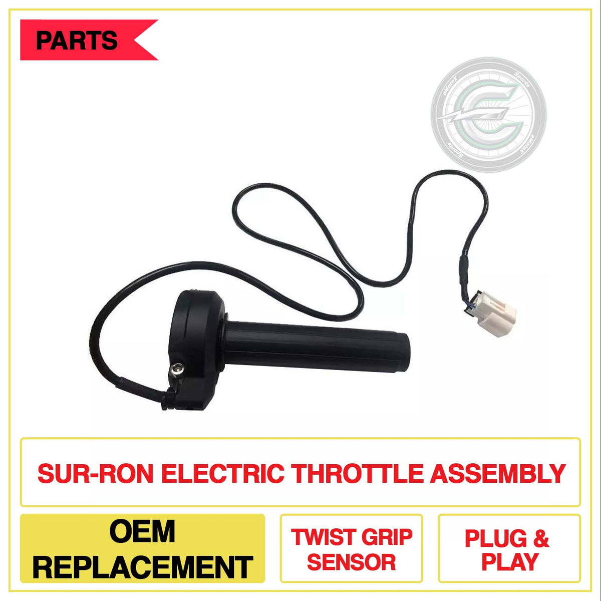 Sur-Ron Electric Throttle Assembly OEM Replacement Twist Grip Sensor Plug &amp; Play | eMotoX Sports