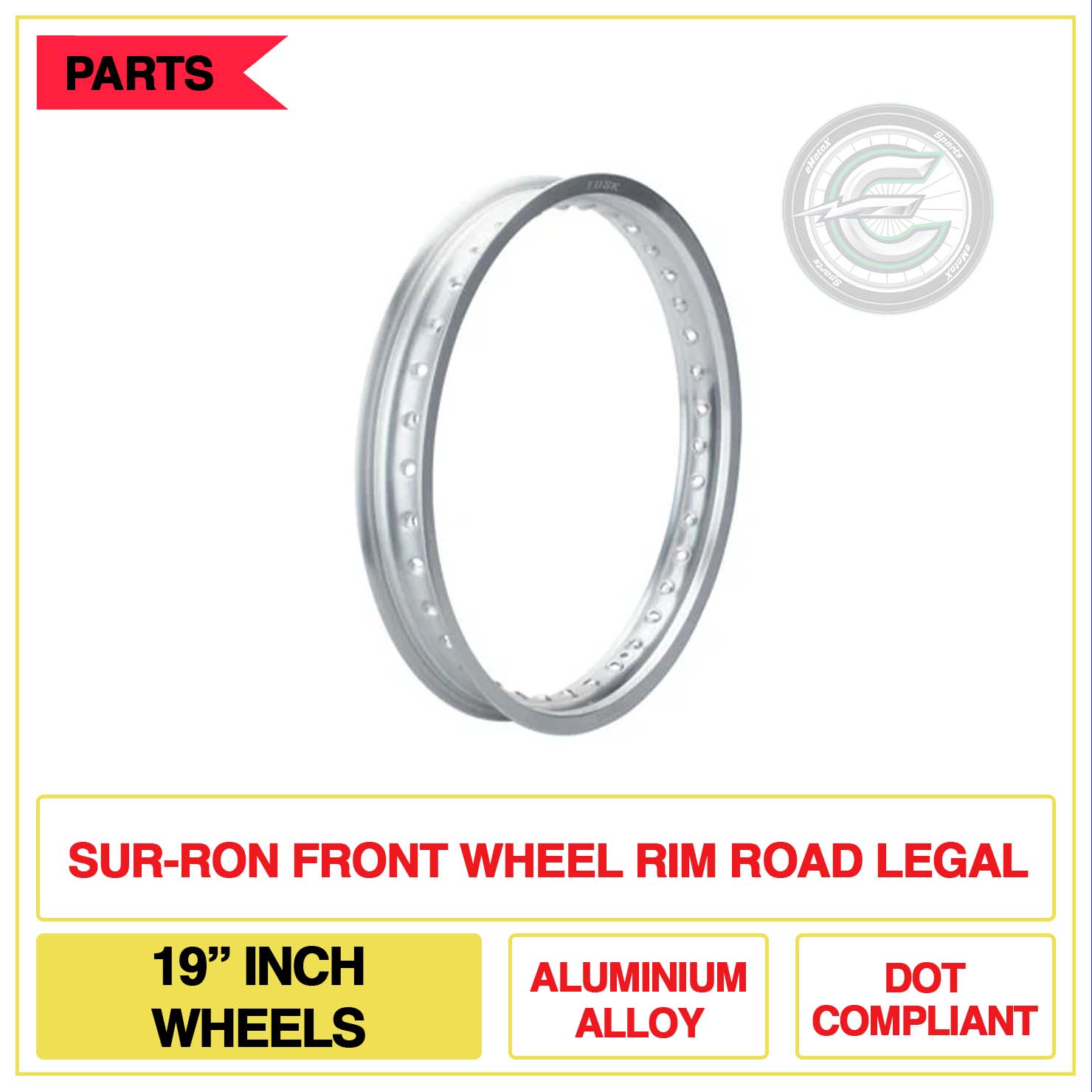 Sur-Ron Front Wheel Rim Road Legal 19" Inch Wheels Aluminum Alloy DOT Compliant | eMotoX Sports