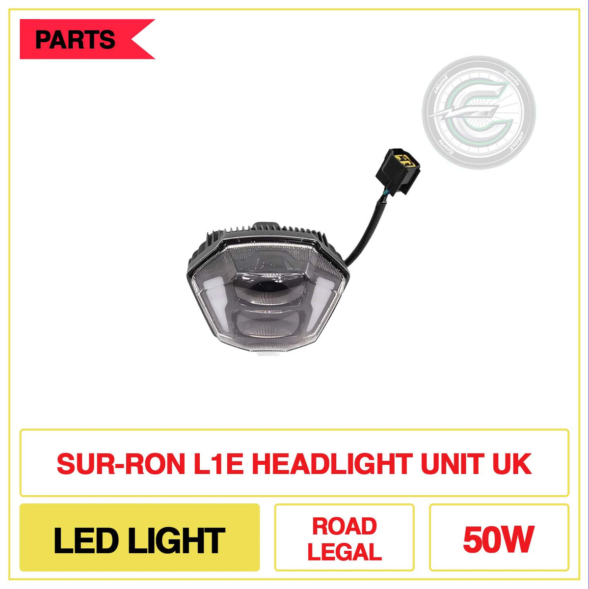 Sur-Ron L1E Headlight Unit UK Led Light Road Legal 50W | eMotoX Sports