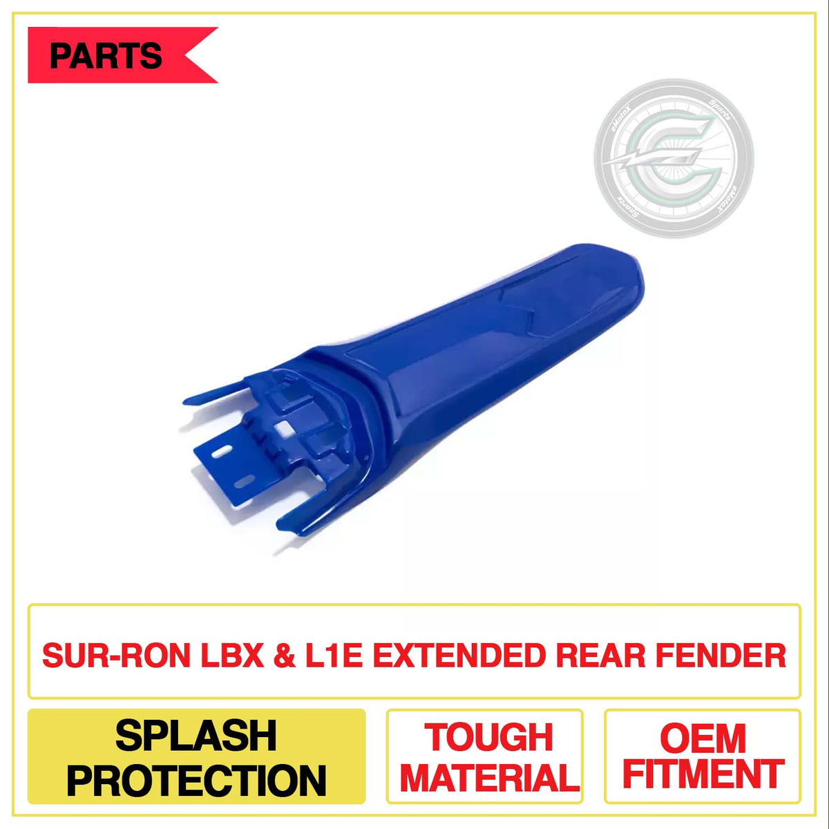 Sur-Ron LBX & L1E Extended Raer Fender Splash Protection Tough Material OEM Fitment | eMotoX Sports