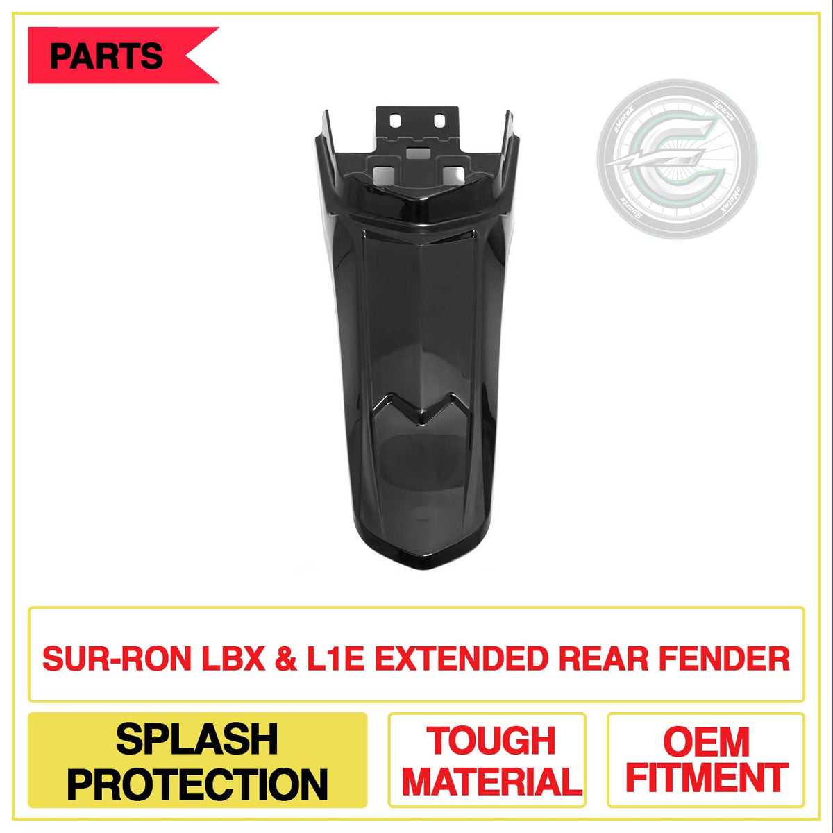 Sur-Ron LBX & L1E Extended Rear Fender Splash Protection Tough Material OEM Fitment | eMotoX Sports