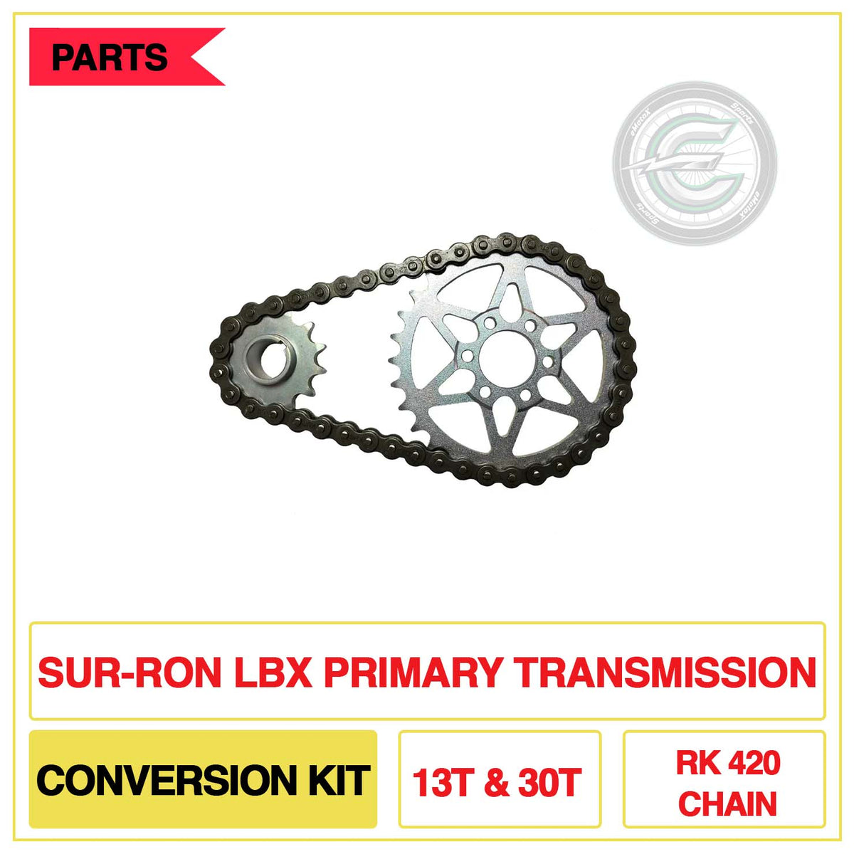 Sur-Ron LBX Primary Transmission Conversion Kit 13T 30T RK420 Chain | eMotoX Sports