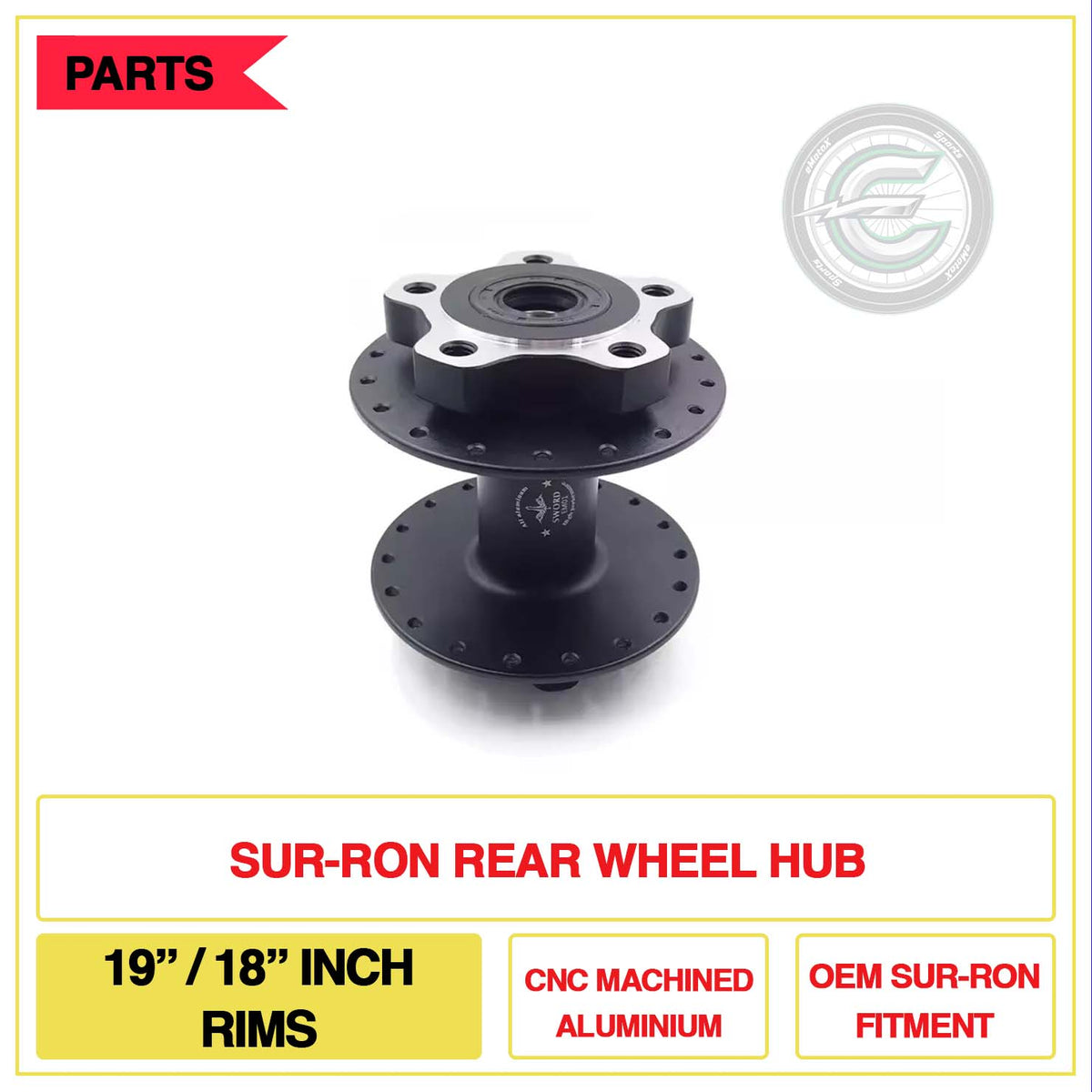 Sur-Ron Rear Wheel Hub 19"/18" Inch Rims CNC Machined Aluminium OEM Sur-Ron Fitment | eMotoX Sports