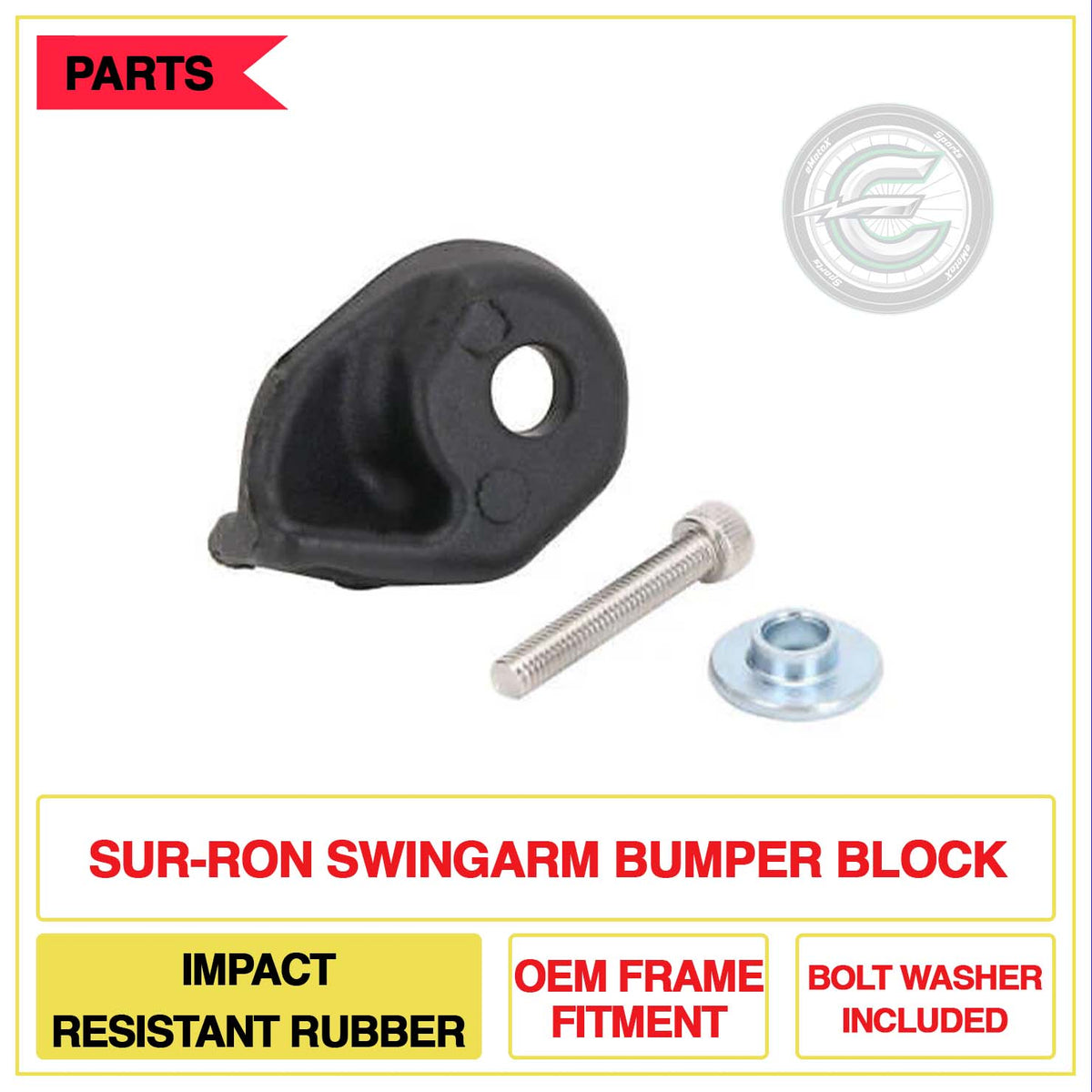 Sur-Ron Swingarm Bumper Block Impact Resistant Rubber OEM Frame Fitment Bolt Washer Included | eMotoX Sports