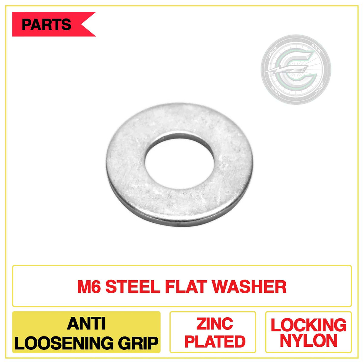 M6 Steel Flat asher Anti Loosening Grip zinc Plated Locking Nylon | eMotoX Sports