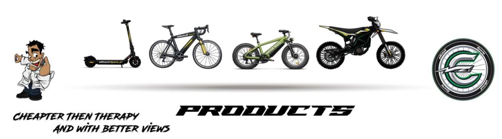 Bicycles, eBikes, eScooters and electric motocross bikes with performance parts and upgrade parts