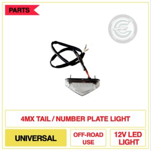 4MX Universal 12V Homologated LED Motorcycle Tail/Number Plate Light
