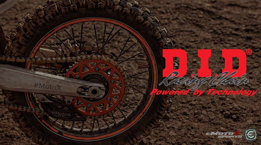 Electric motocross drive transmission system with chain and rear sprocket – high performance dirt bike drivetrain components D.I.D Chains
