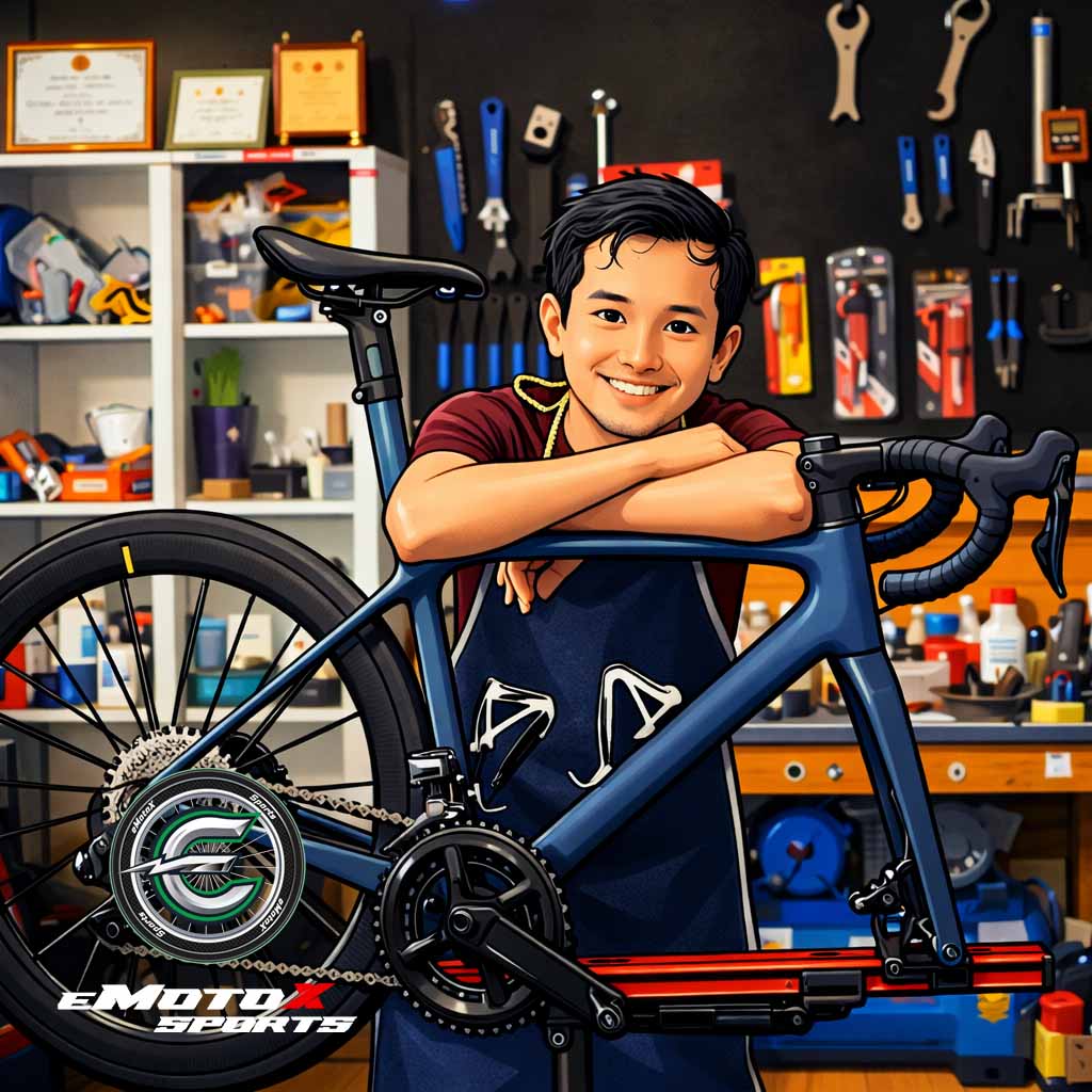 Gold Bicycle Service performance bike riding at peak condition after advanced maintenance