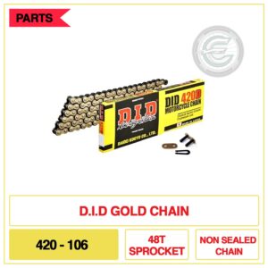 DID 420 Gold Chain – 106L for Sur-Ron / Talaria 48T Sprocket D.I.D 420D-106G