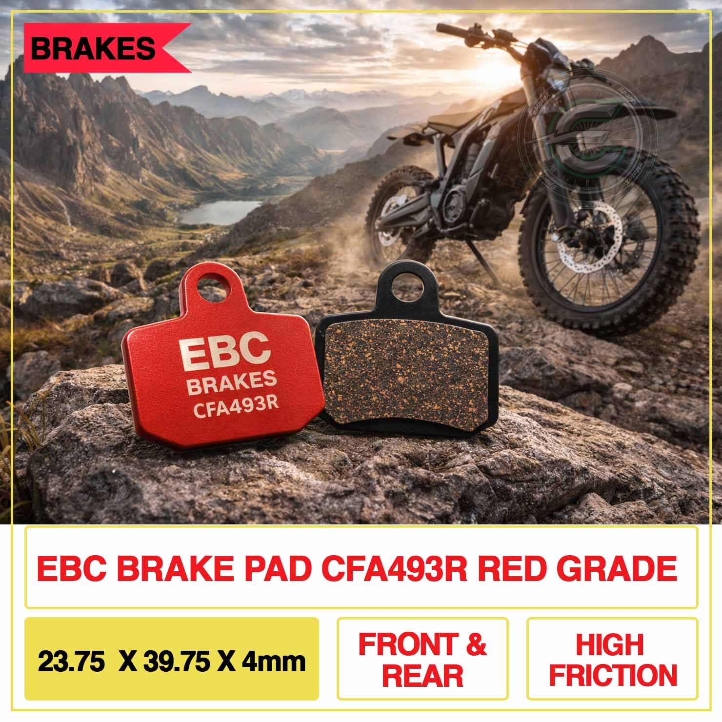 EBC CFA493R Red Grade brake pads for Sur-Ron Light Bee X and Talaria Sting — front and rear