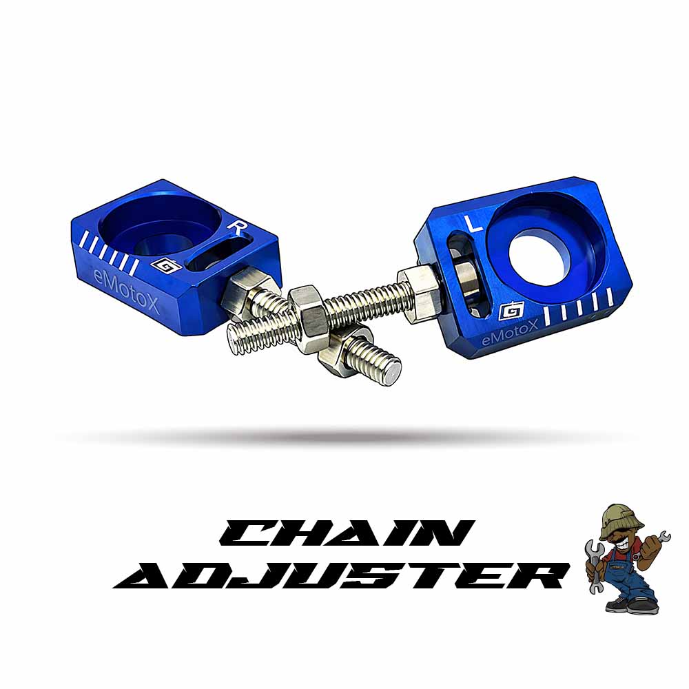 Electric motocross chain adjuster EMX – Sur-Ron Talaria drivetrain parts for electric dirt bike chain and sprocket alignment 420 chain