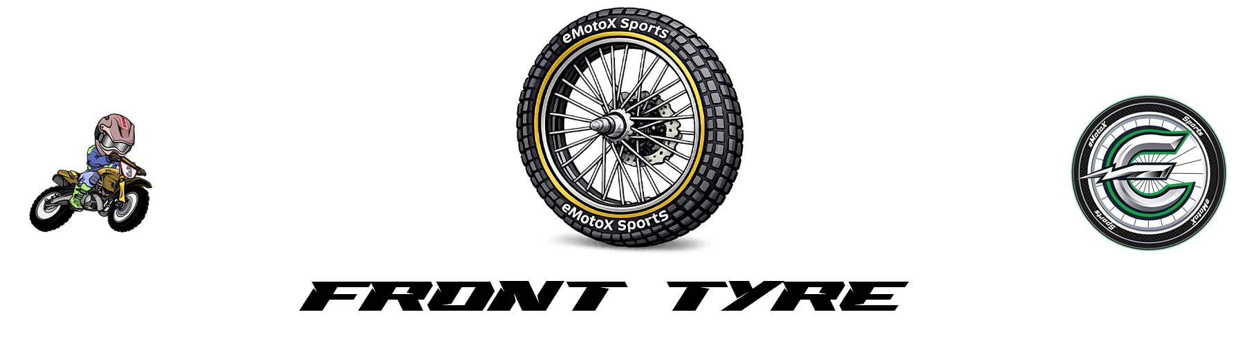 Electric Motocross Front Tyre EMX banner featuring electric motocross front tyre for electric dirt bikes