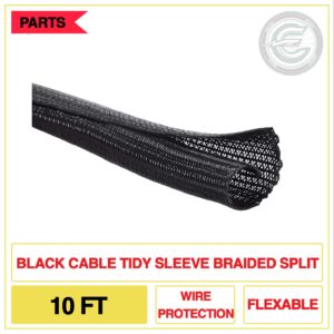 Black Cable Tidy Sleeve Braided Split 10ft