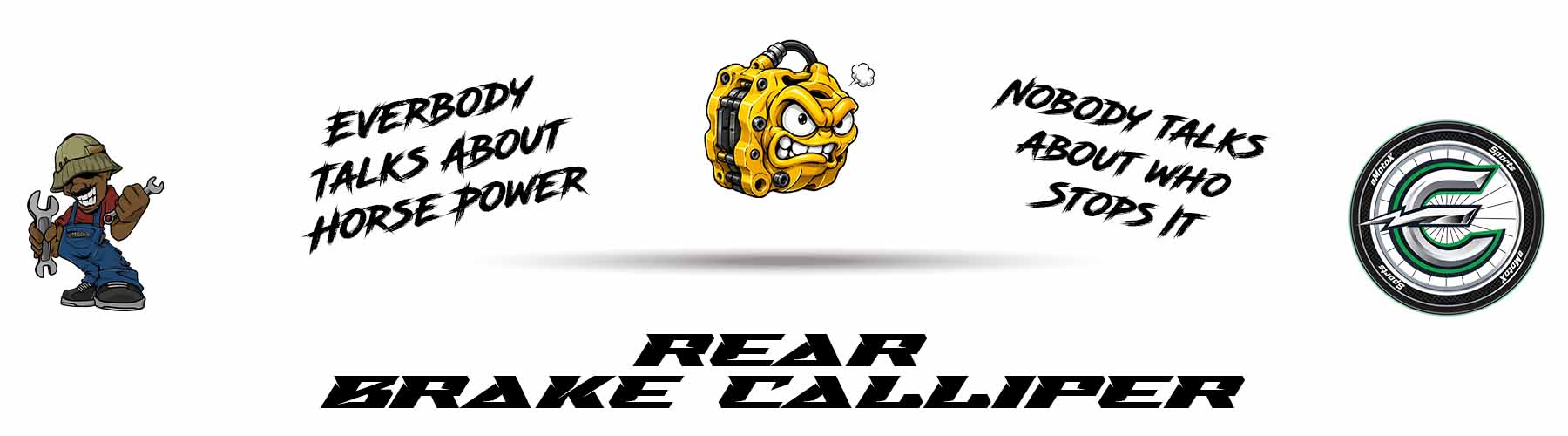 Electric motocross rear brake calliper header featuring eMX rear calliper upgrades, hydraulic rear brake callipers and electric dirt bike rear brake calliper replacements by eMotoX Sports